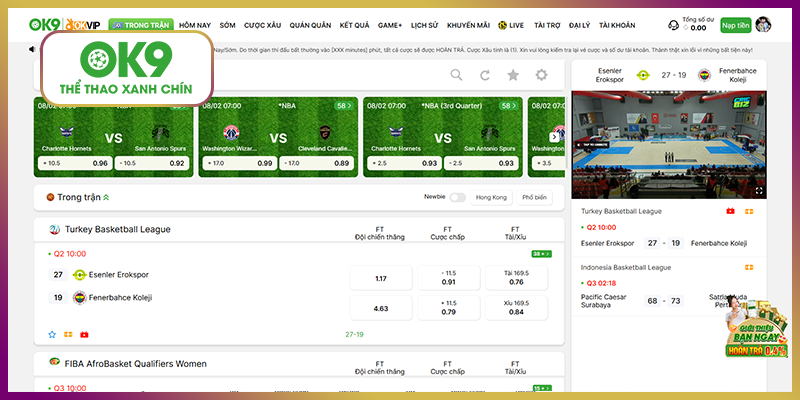 Cá cược bóng rổ với những trận đấu hấp dẫn nảy lửa